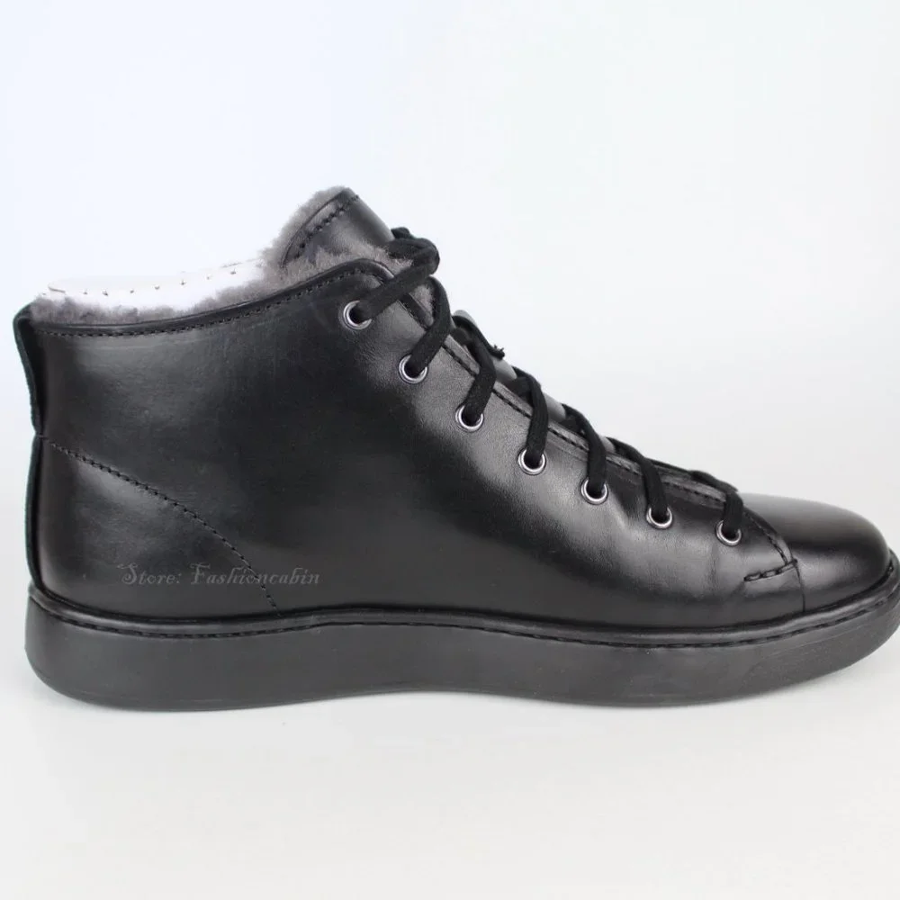 New Men's UGG Lining Leather Sneaker Boots, Black, US 9